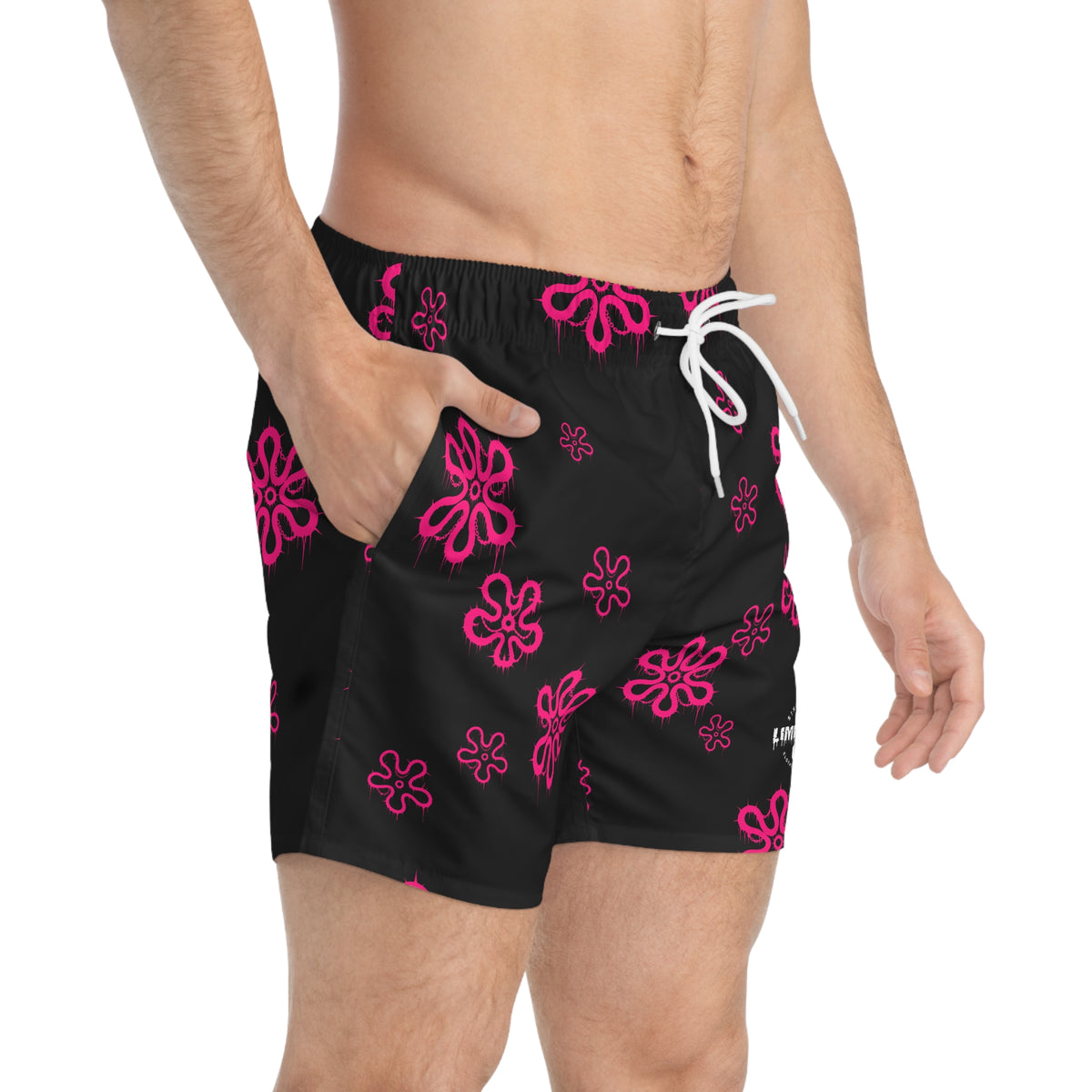 LimitZero Pink D3ad-Hawaii Surf Shorts with Grey Graffiti Pockets