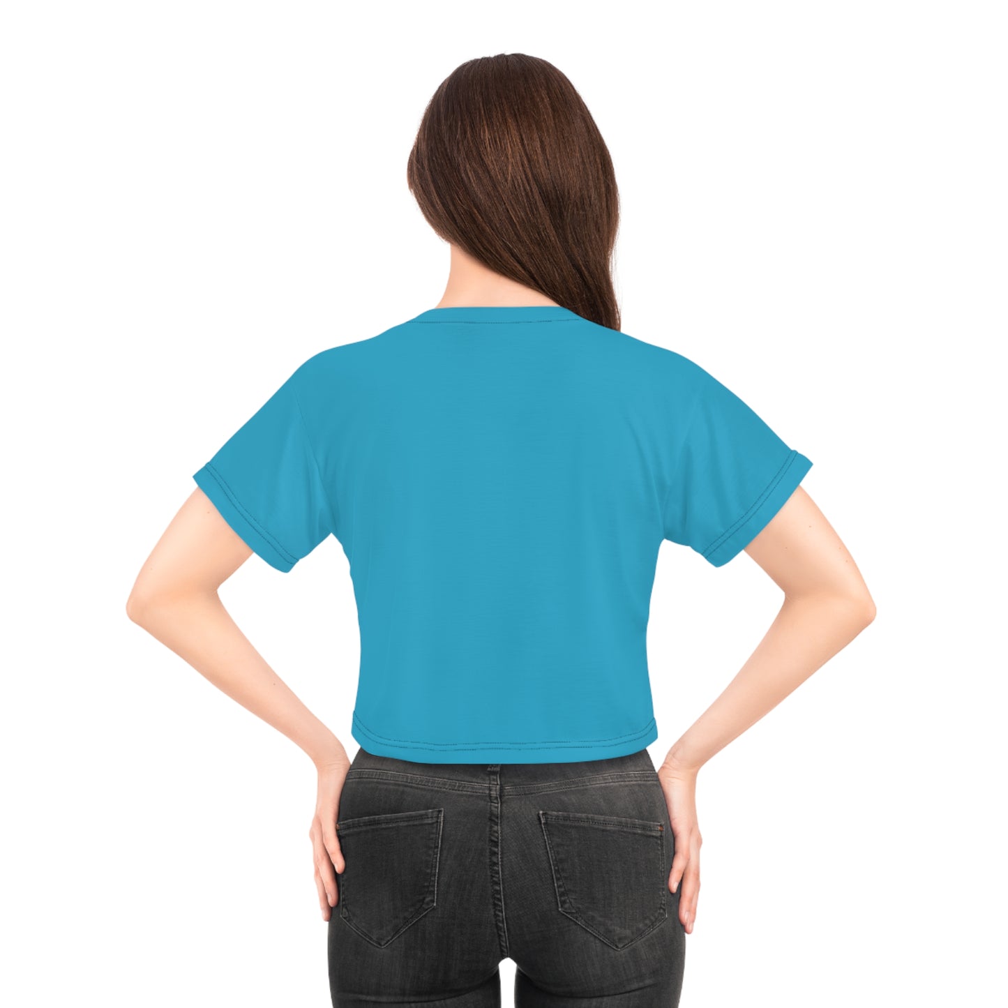 LimitZero Women`s Turquoise Plain New Era Front Drip Logo Crop Tee (DTG)