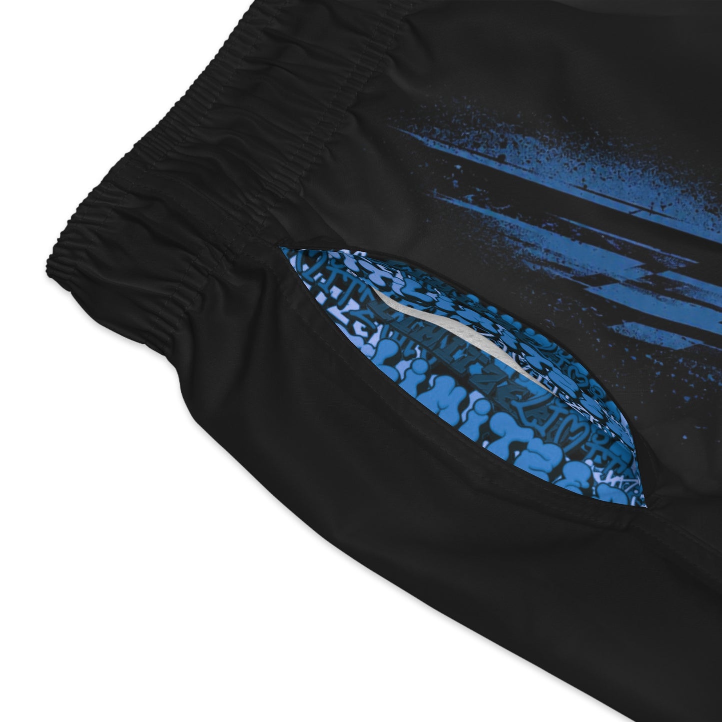 LimitZero Blue-Logo RS Surf Shorts with Blue Graffiti Pockets