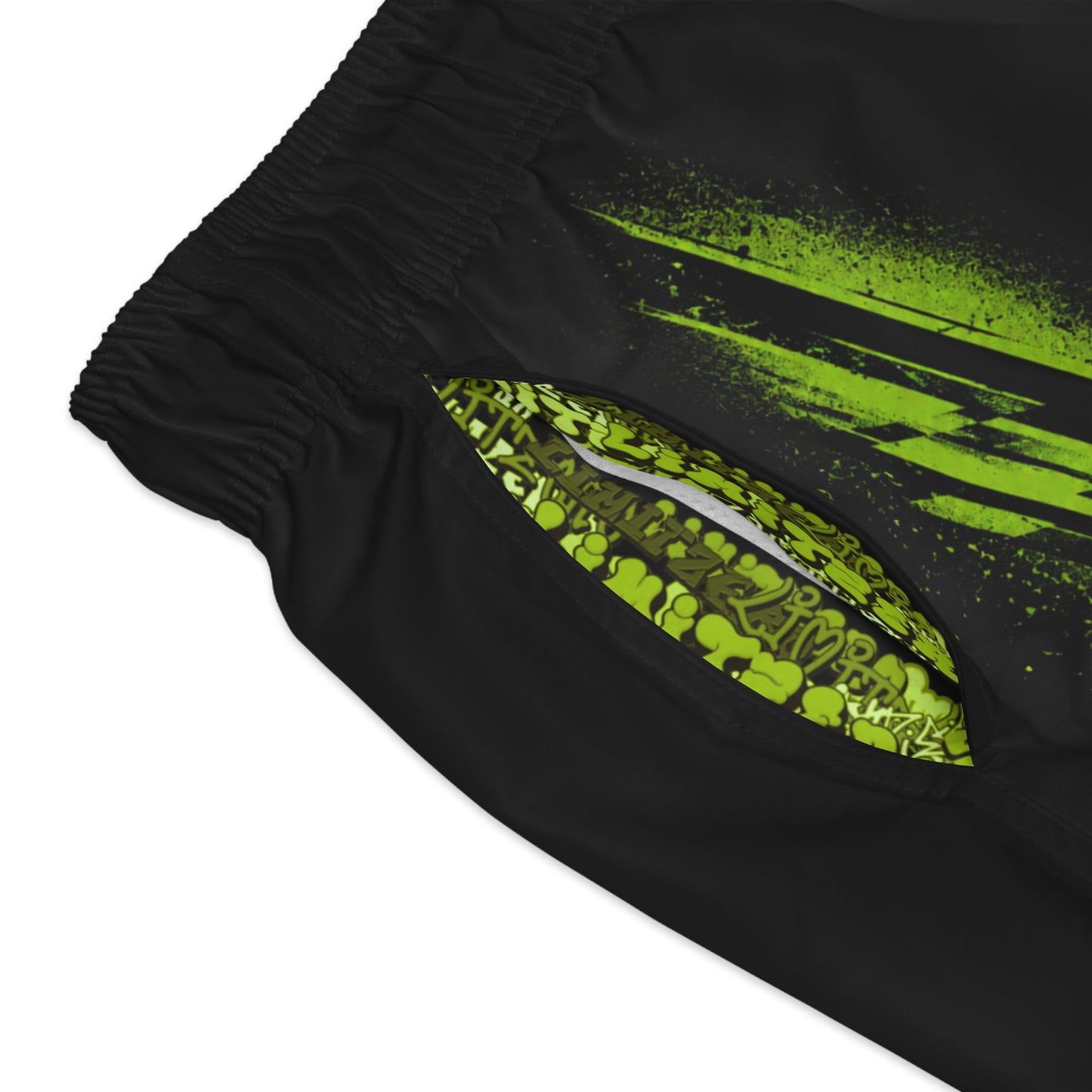 LimitZero Green-Logo RS Surf Shorts with Green Graffiti Pockets