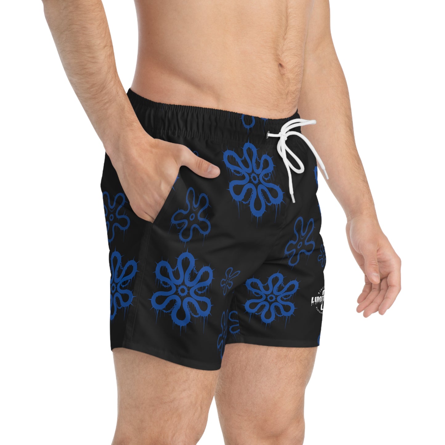 LimitZero Blue D3ad-Hawaii SurfShorts with Grey Graffiti Pockets
