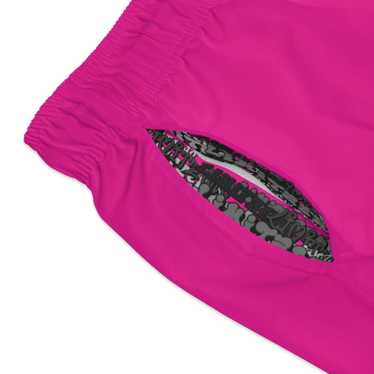 LimitZero Pink Surf Shorts with Grey Graffiti Pockets
