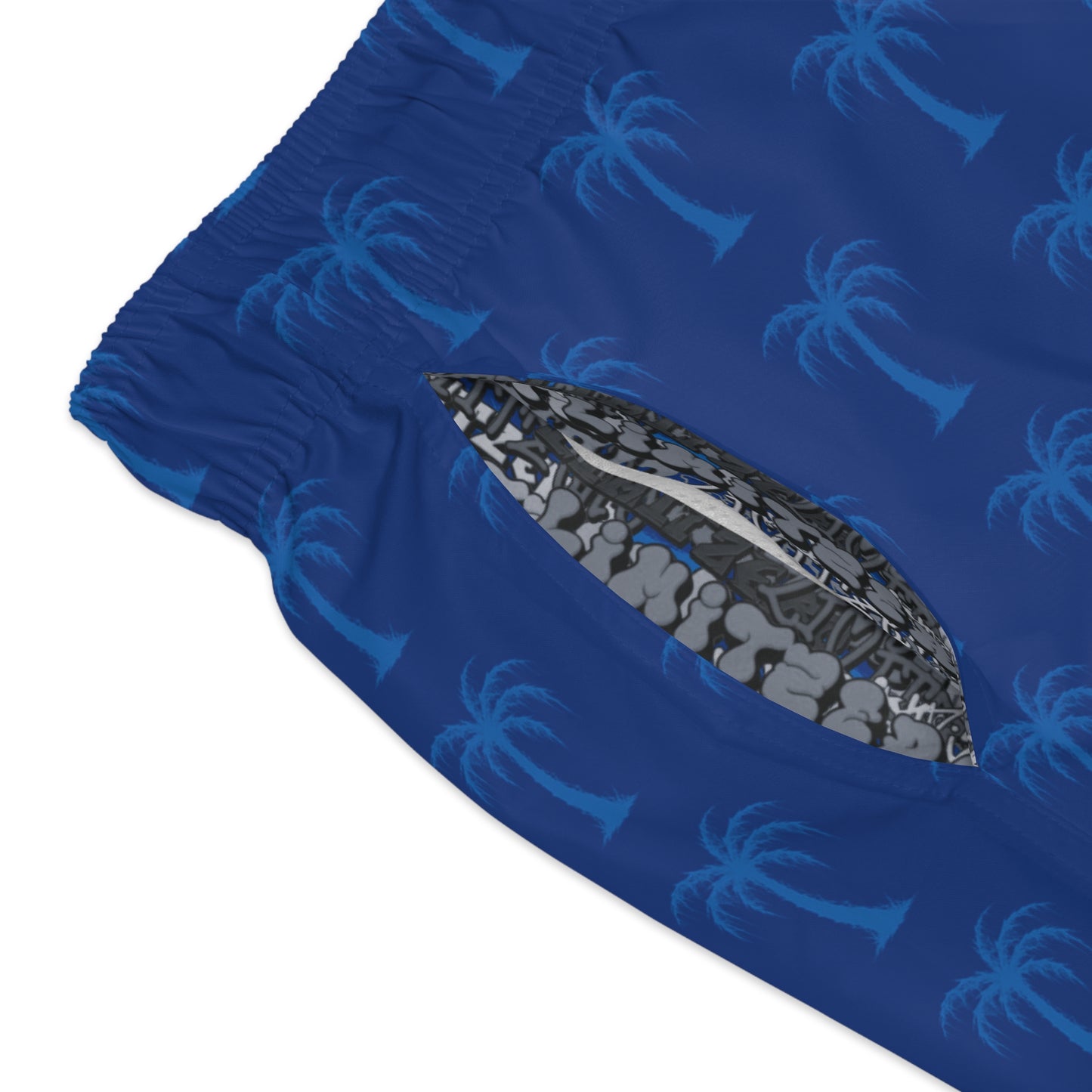 LimitZero DarkPalm Surf Shorts with Grey Graffiti Pockets