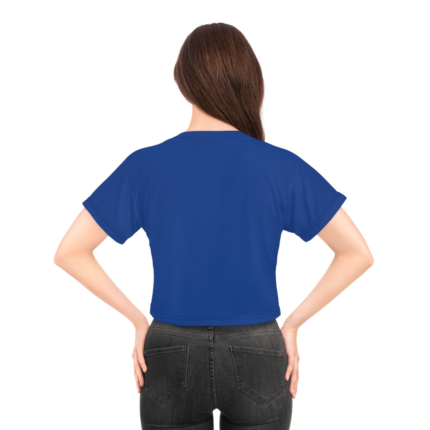 LimitZero Women`s Blue Plain New Era Front Drip Logo Crop Tee (DTG)