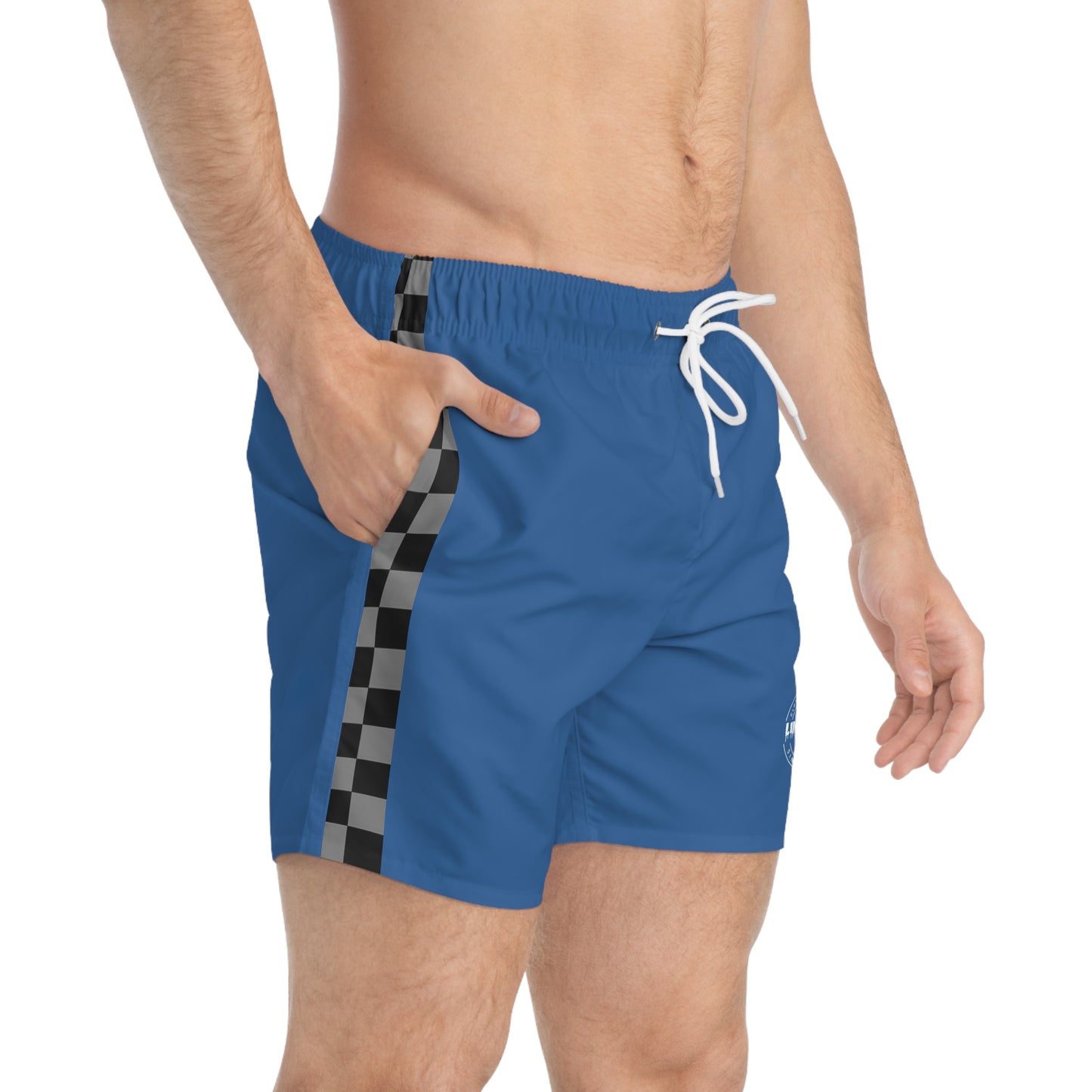 LimitZero Grey checkered Dark Blue Logo Surf Shorts