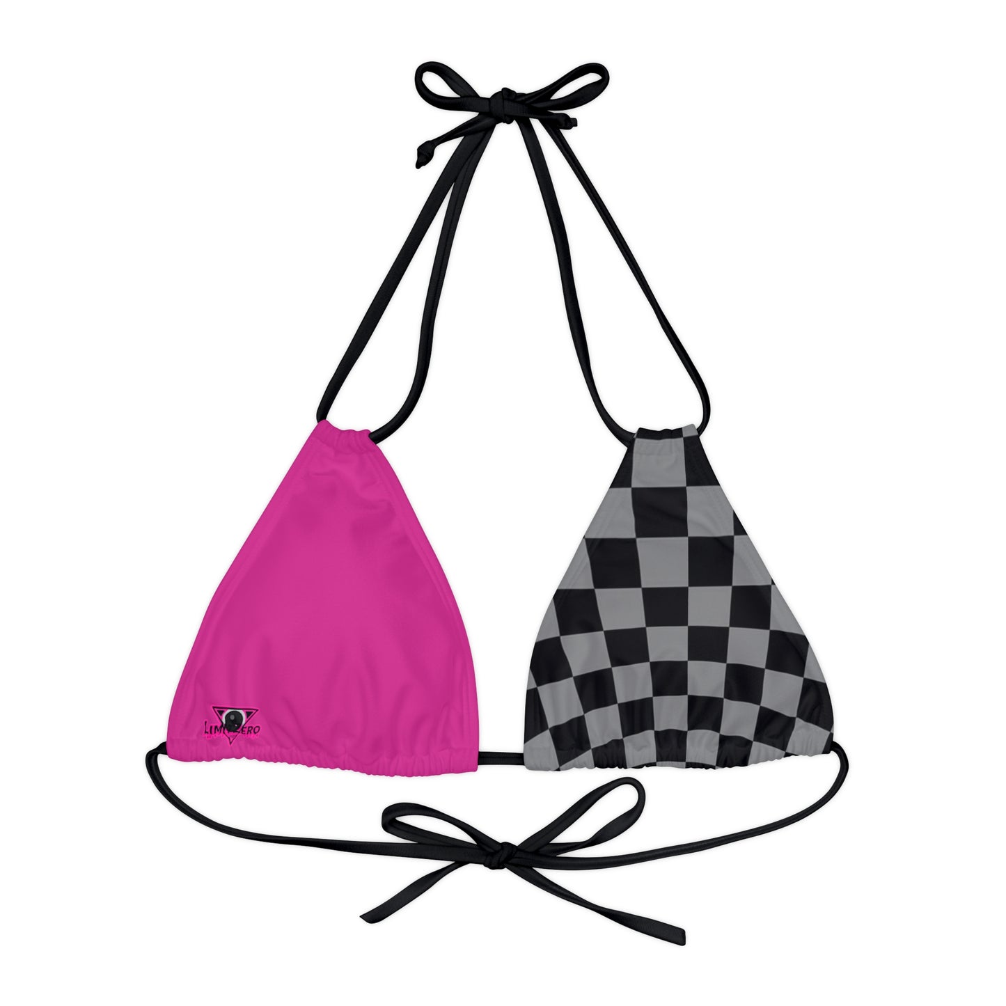 LimitZero Half Checkered Pink Strappy triangle Bikini Top