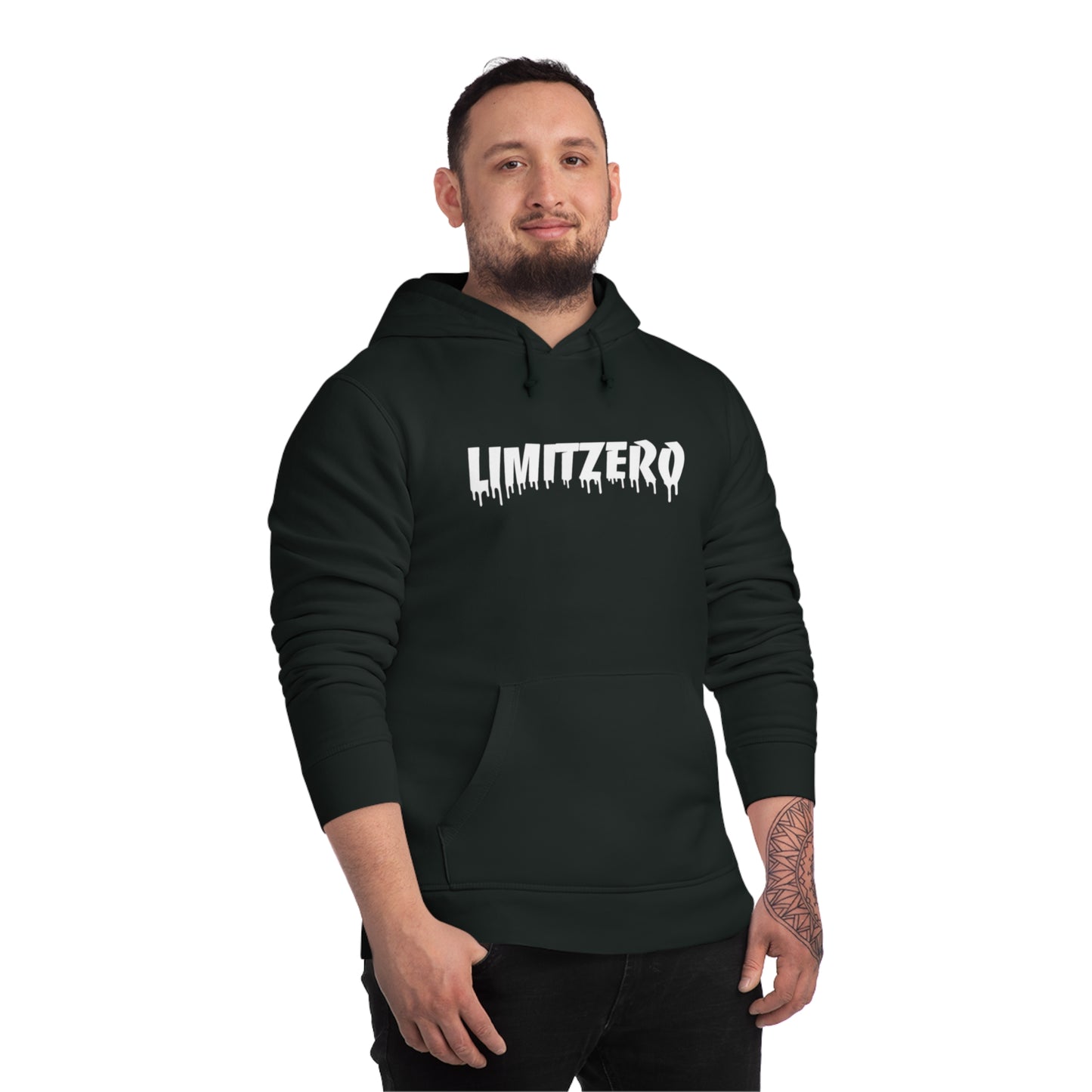 LimitZero Front Curved Drip Logo Unisex Organic Hoodie