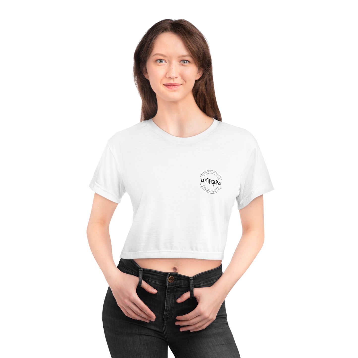 LimitZero Women`s White Plain Crop Tee (DTG)