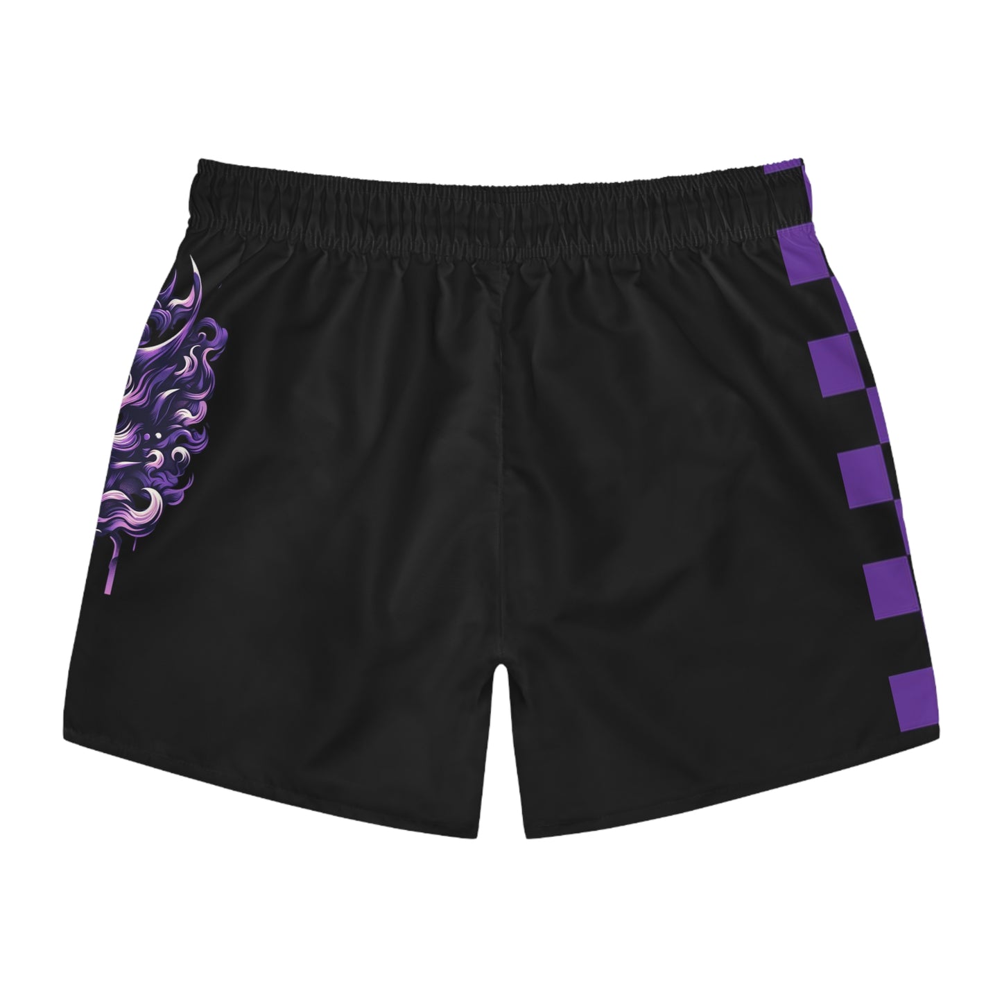 LimitZero Purple checkered Hannya Mask Surf Shorts