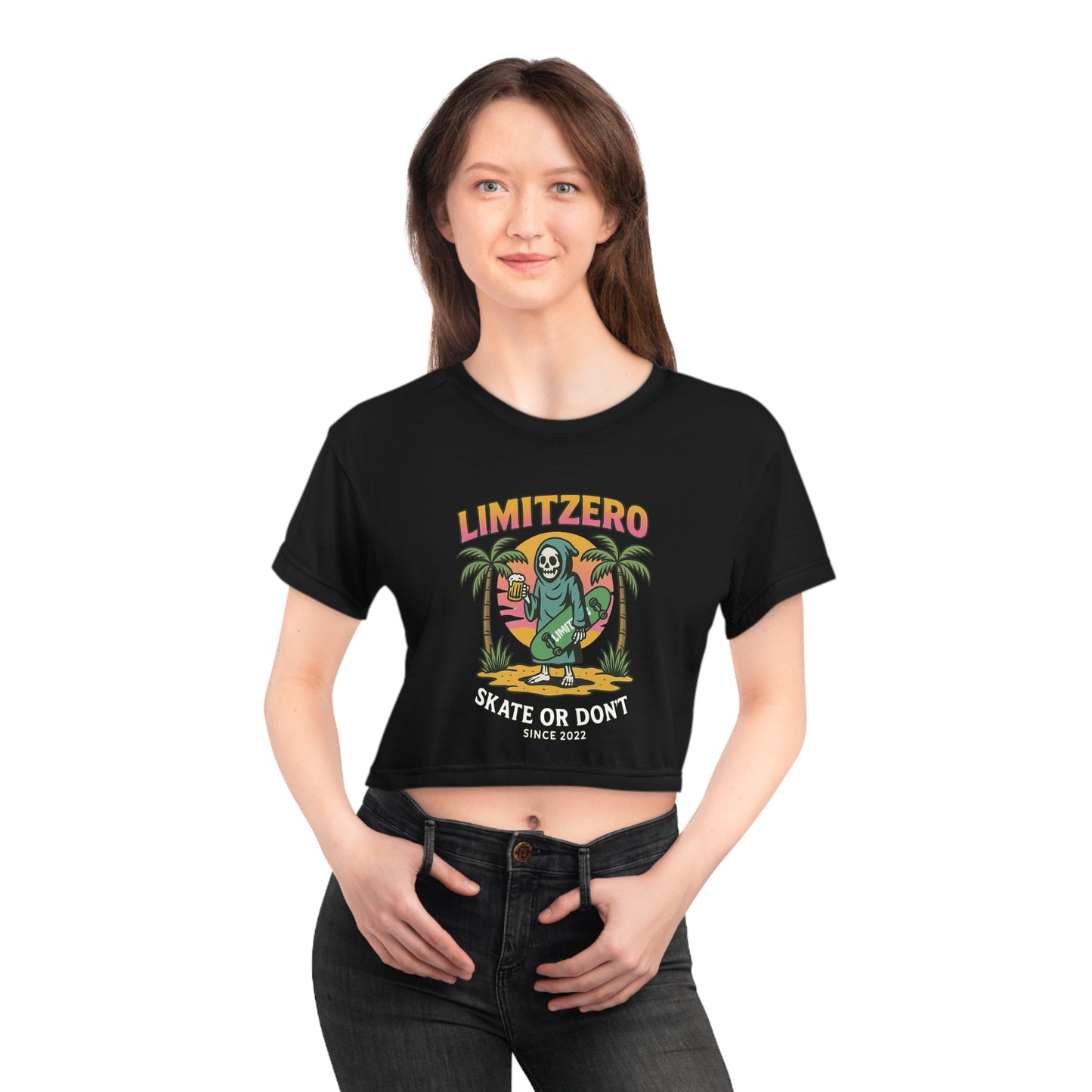 LimitZero Women`s Skate or Dont Crop Tee (DTG)