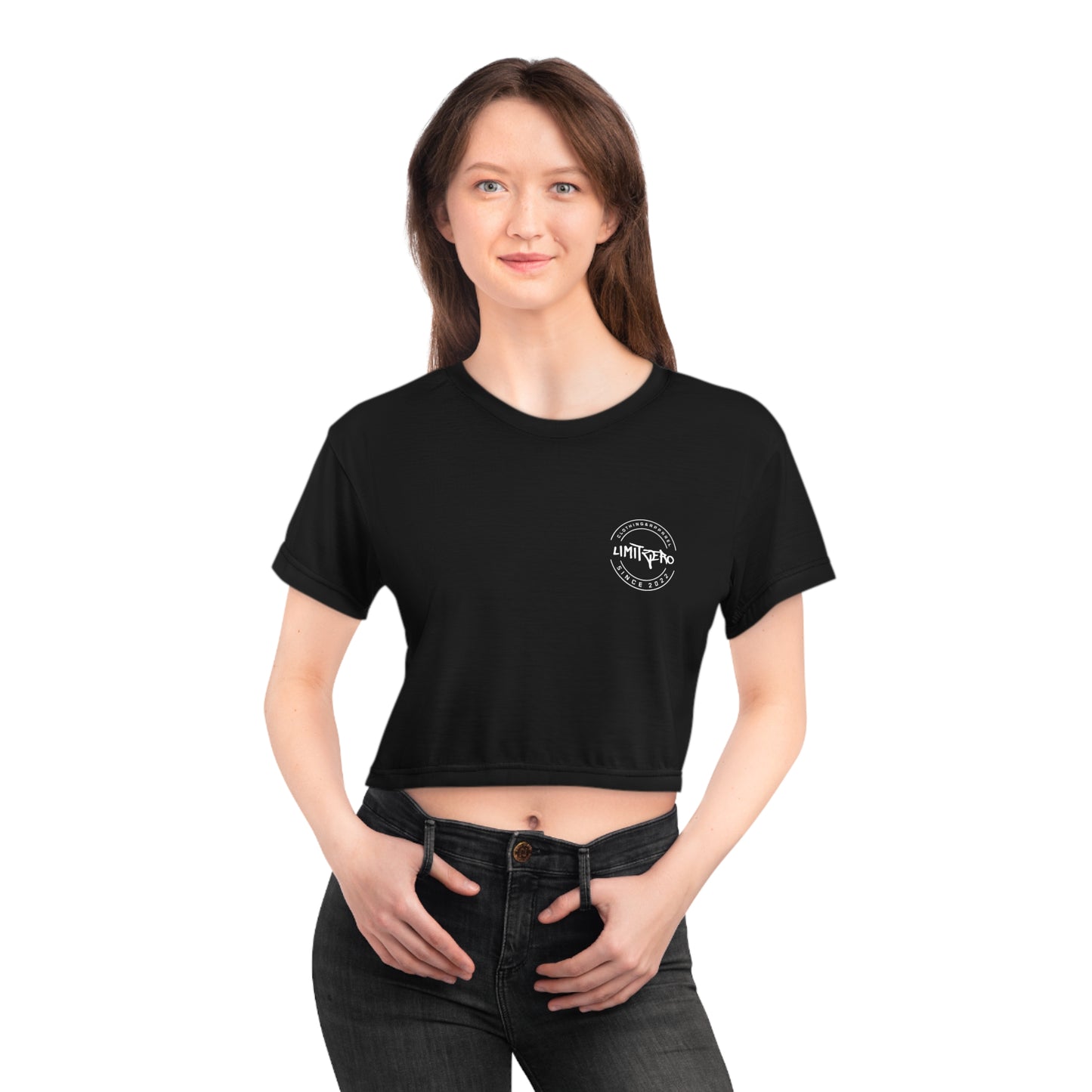 LimitZero Women`s Black Plain Crop Tee (DTG)