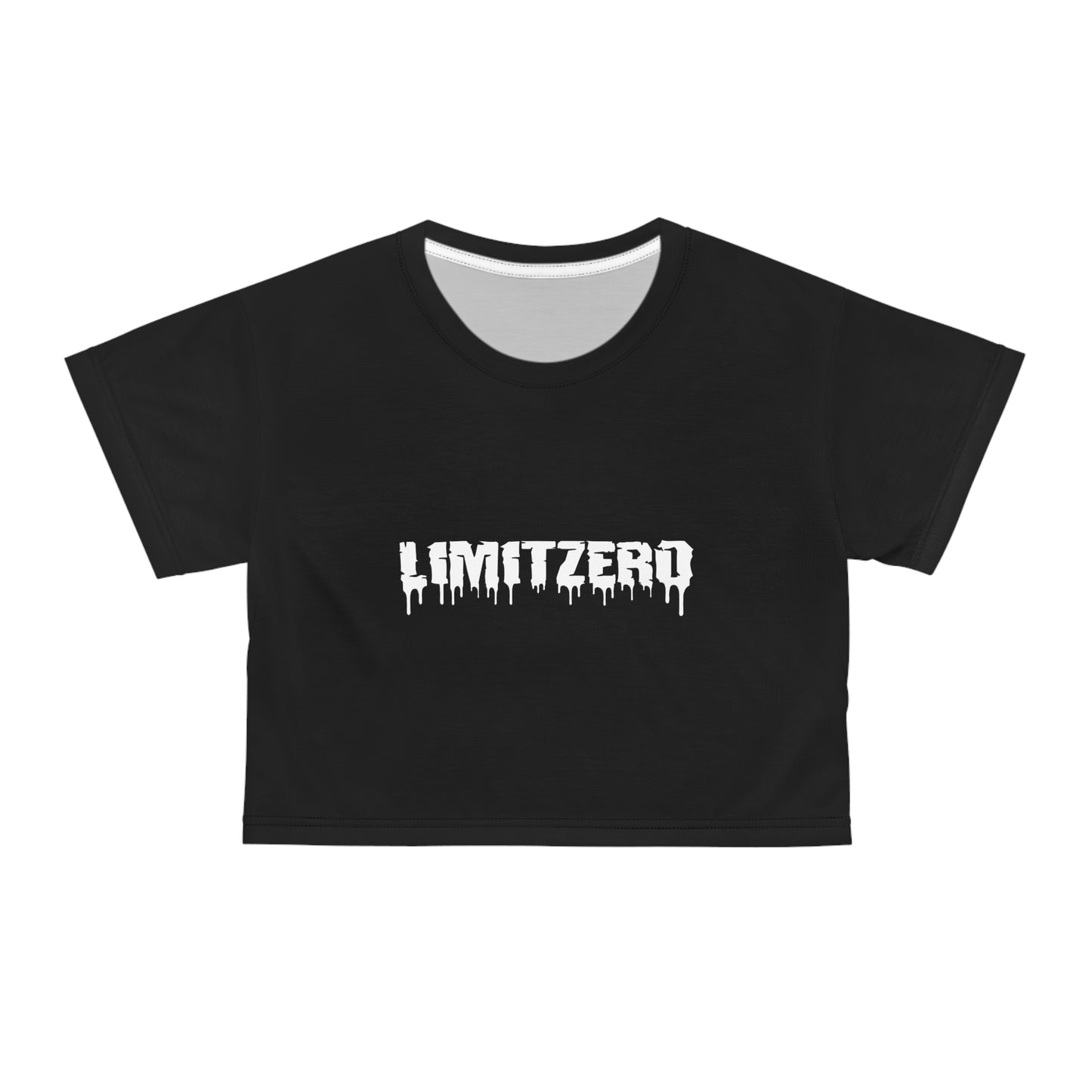 LimitZero Women`s Black Plain New Era Front Drip Logo Crop Tee (DTG)