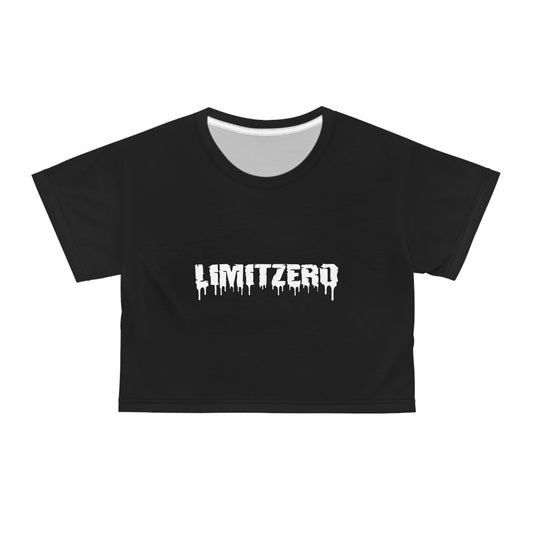 LimitZero Women`s Black Plain New Era Front Drip Logo Crop Tee (DTG)