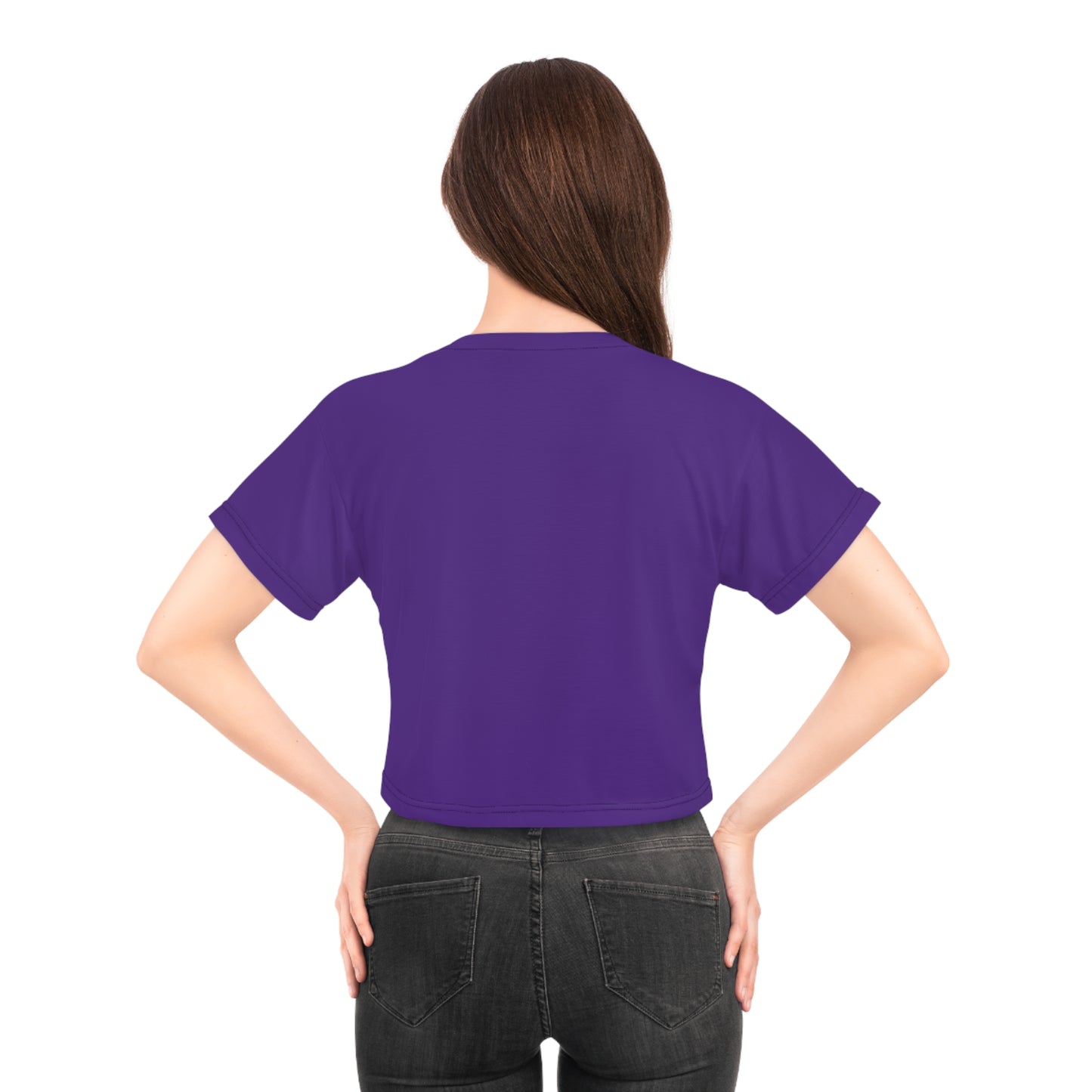 LimitZero Women`s Purple Plain New Era Front Drip Logo Crop Tee (DTG)