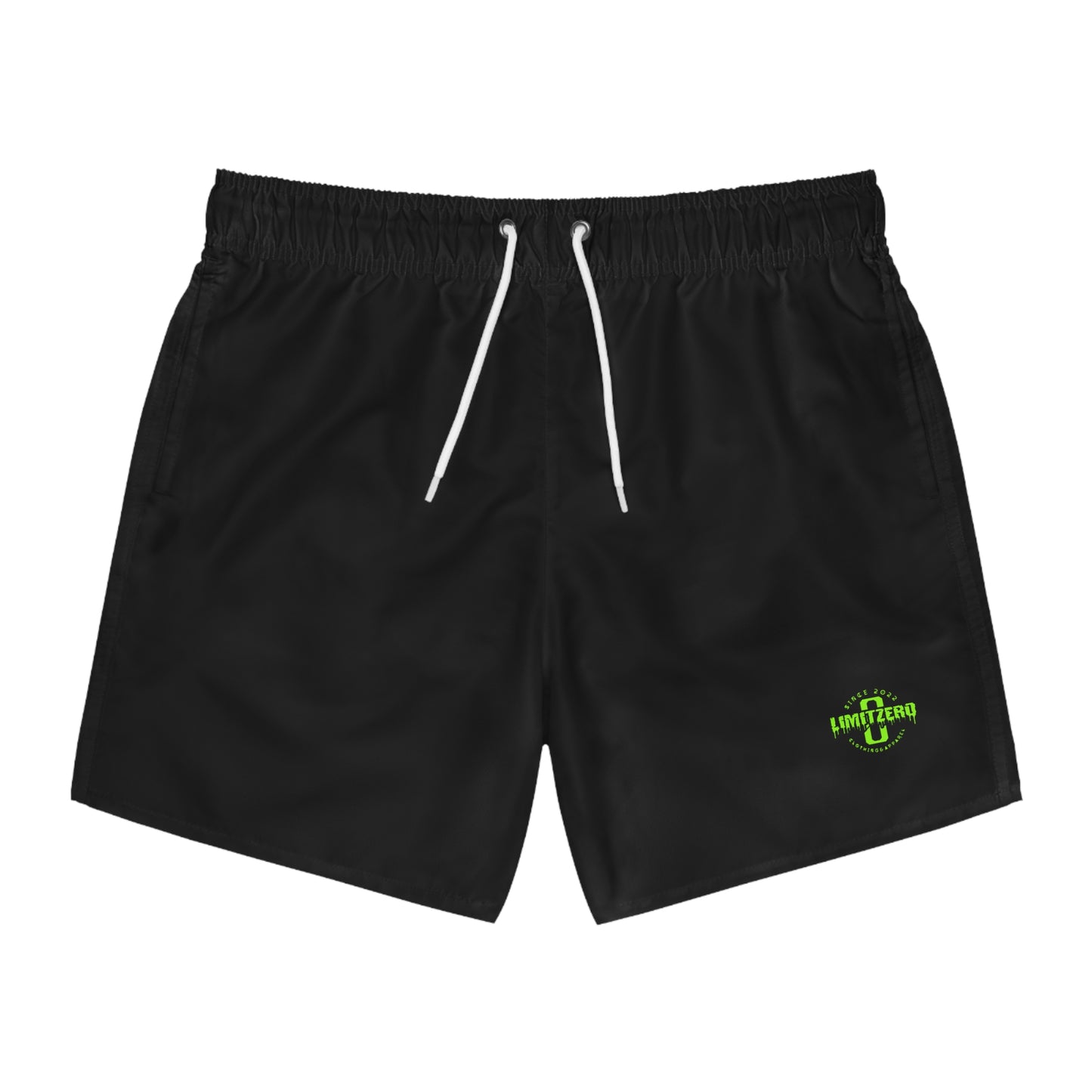 LimitZero Plain Green-Logo Surf Shorts with Graffiti Pockets