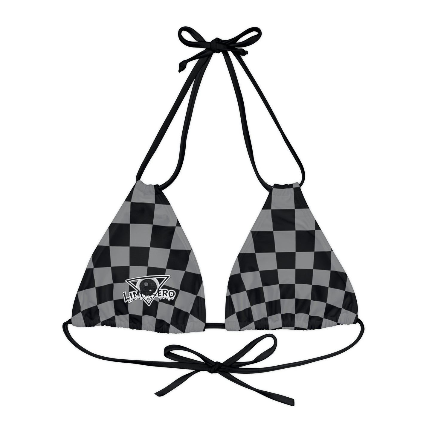 LimitZero Grey Checkered Strappy Triangle Bikini Top