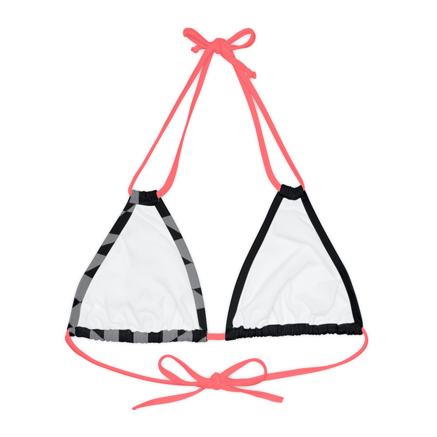 LimitZero Grey Half Checkered Strappy Triangle Bikini Top