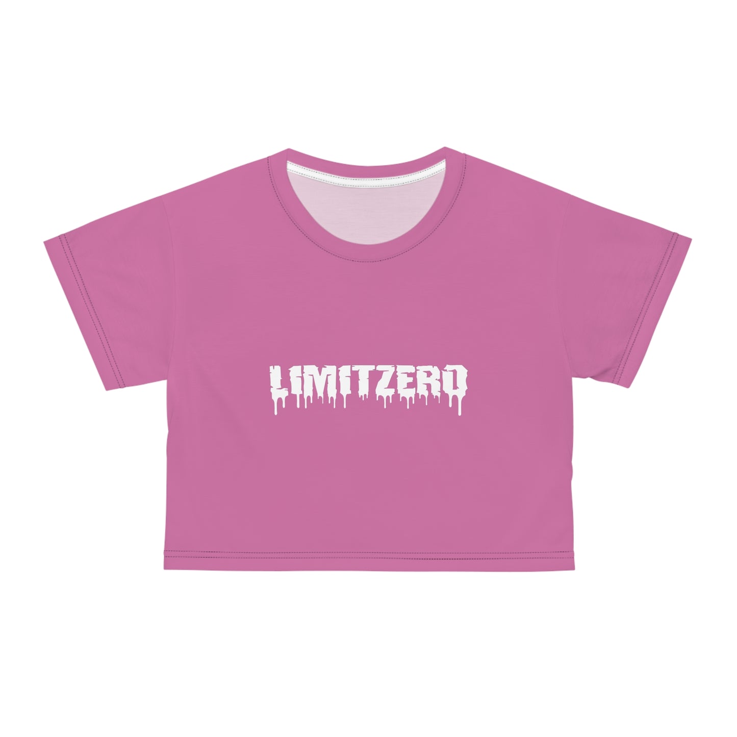 LimitZero Women`s baby Pink Plain New Era Front Drip Logo Crop Tee (DTG)