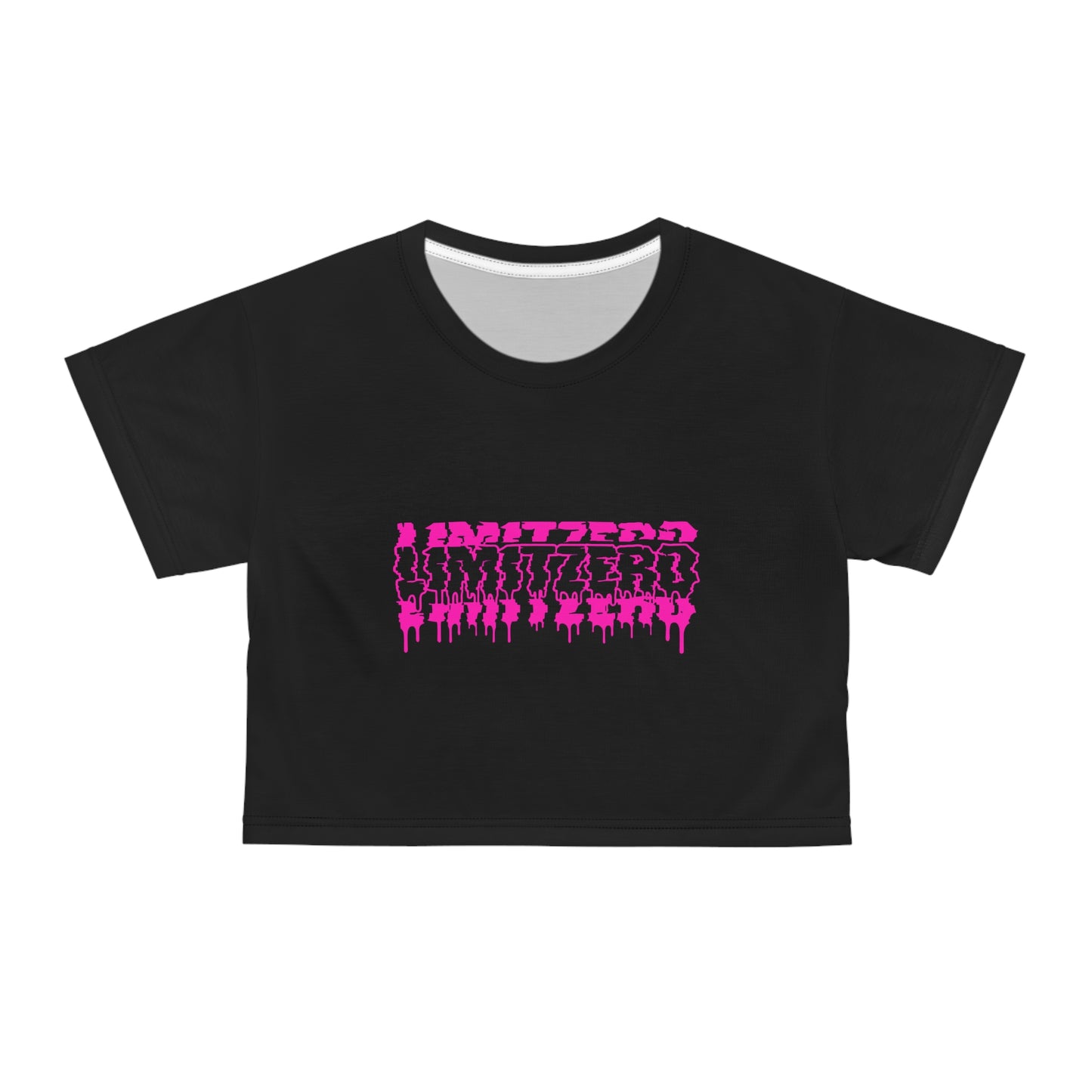 LimitZero Women`s New Era Pink Glitch Logo Crop Tee (DTG)