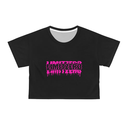 LimitZero Women`s New Era Pink Glitch Logo Crop Tee (DTG)