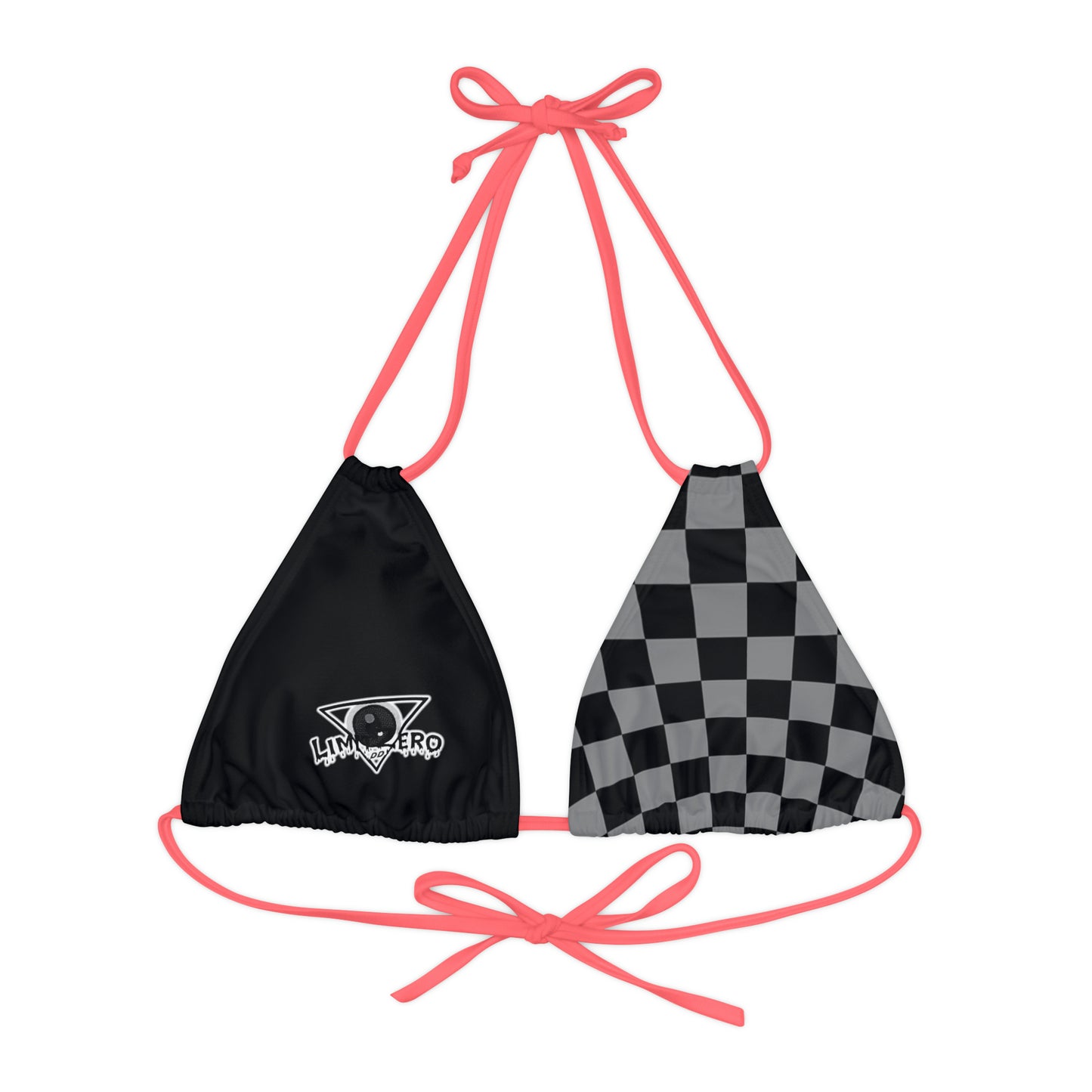 LimitZero Grey Half Checkered Strappy Triangle Bikini Top