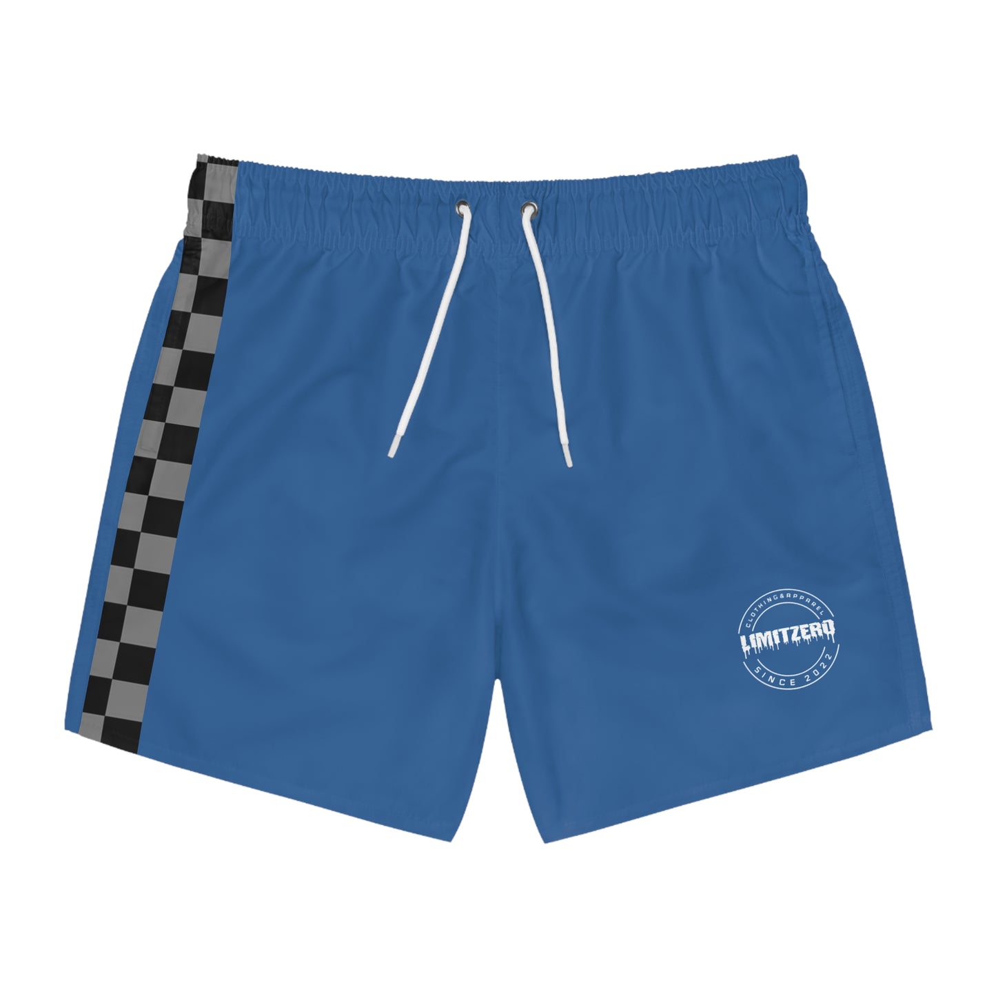 LimitZero Grey checkered Dark Blue Logo Surf Shorts