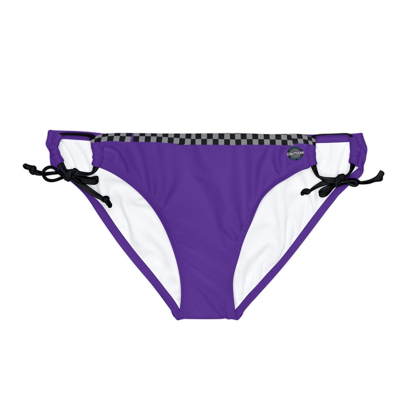 LimitZero Purple Checkered Loop Tie Side Bikini Bottom