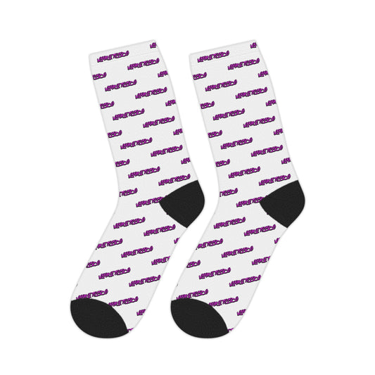 LimitZero White Pink-G Athletic Mid-Calf Sport Crew Socks