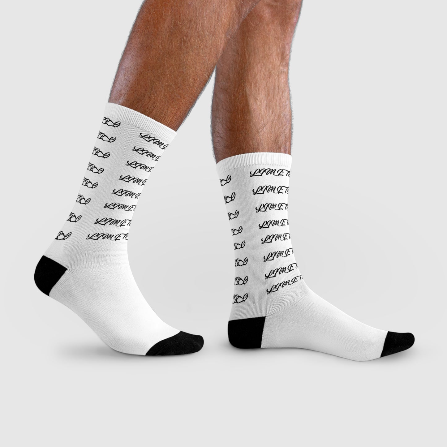 LimitZero White Project-16signs Athletic Mid Sport Crew Socks