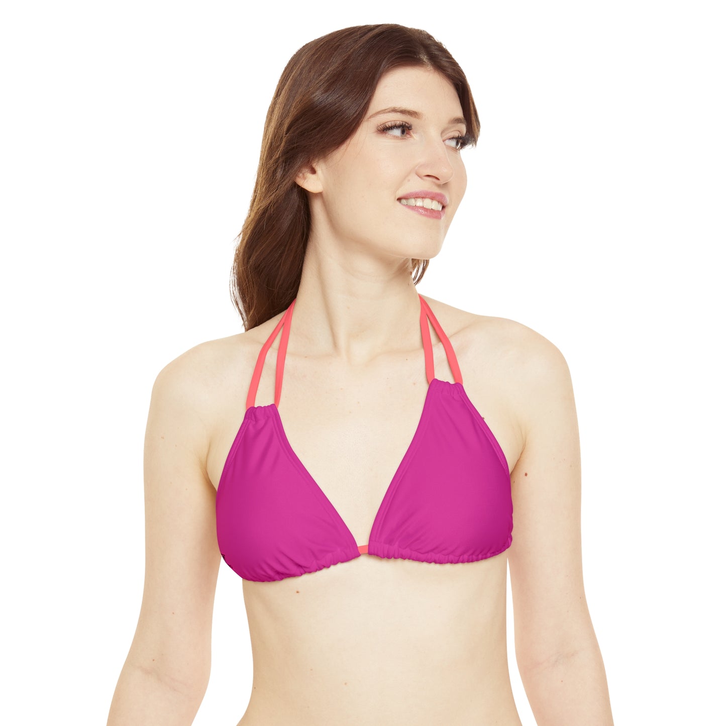 LimitZero Plain Pink Strappy triangle Bikini Top