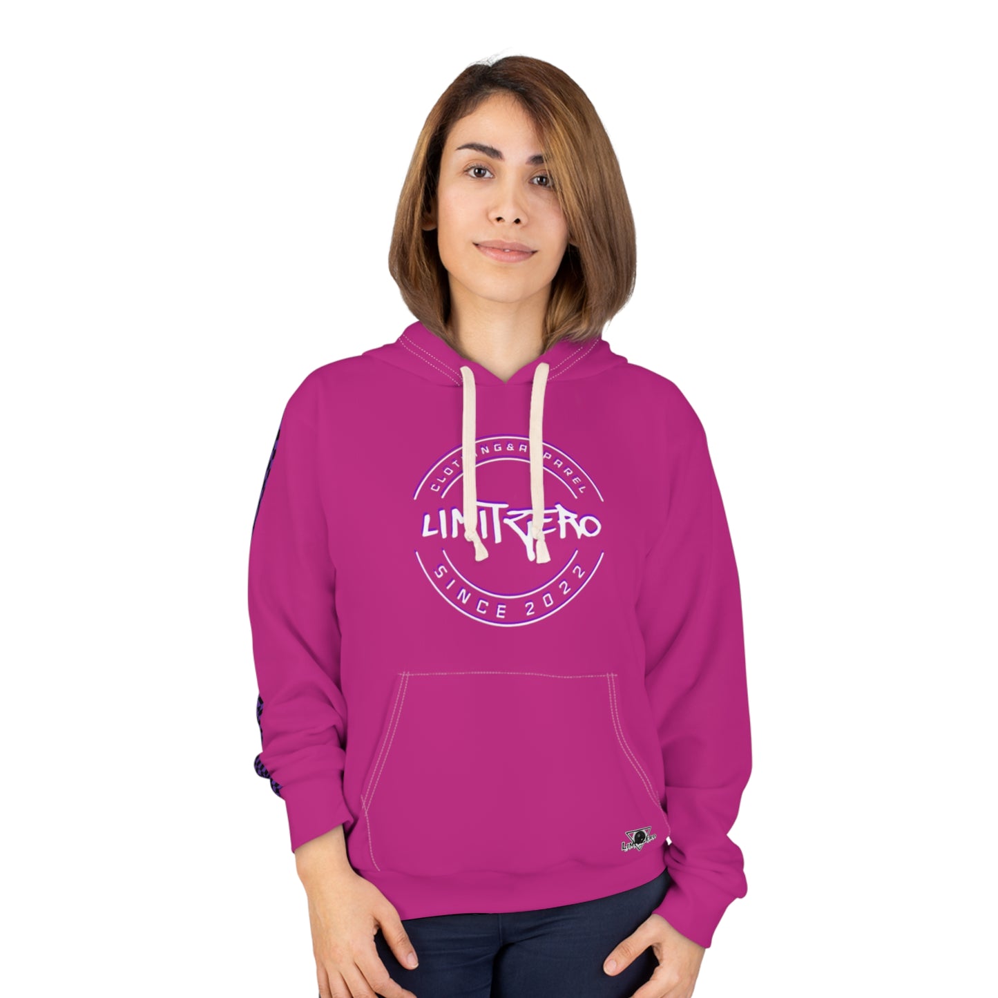 LimitZero Pink Checkered Pullover Hoodie