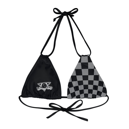 LimitZero Grey Half Checkered Strappy Triangle Bikini Top