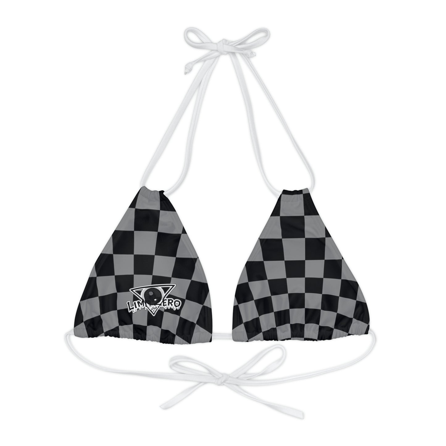 LimitZero Grey Checkered Strappy Triangle Bikini Top