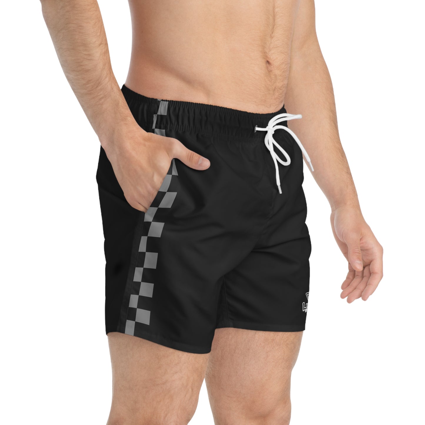 LimitZero Grey checkered Logo Surf Shorts