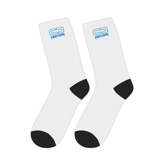 LimitZero White/Blue Athletic Mid-Calf Sport Crew Socks