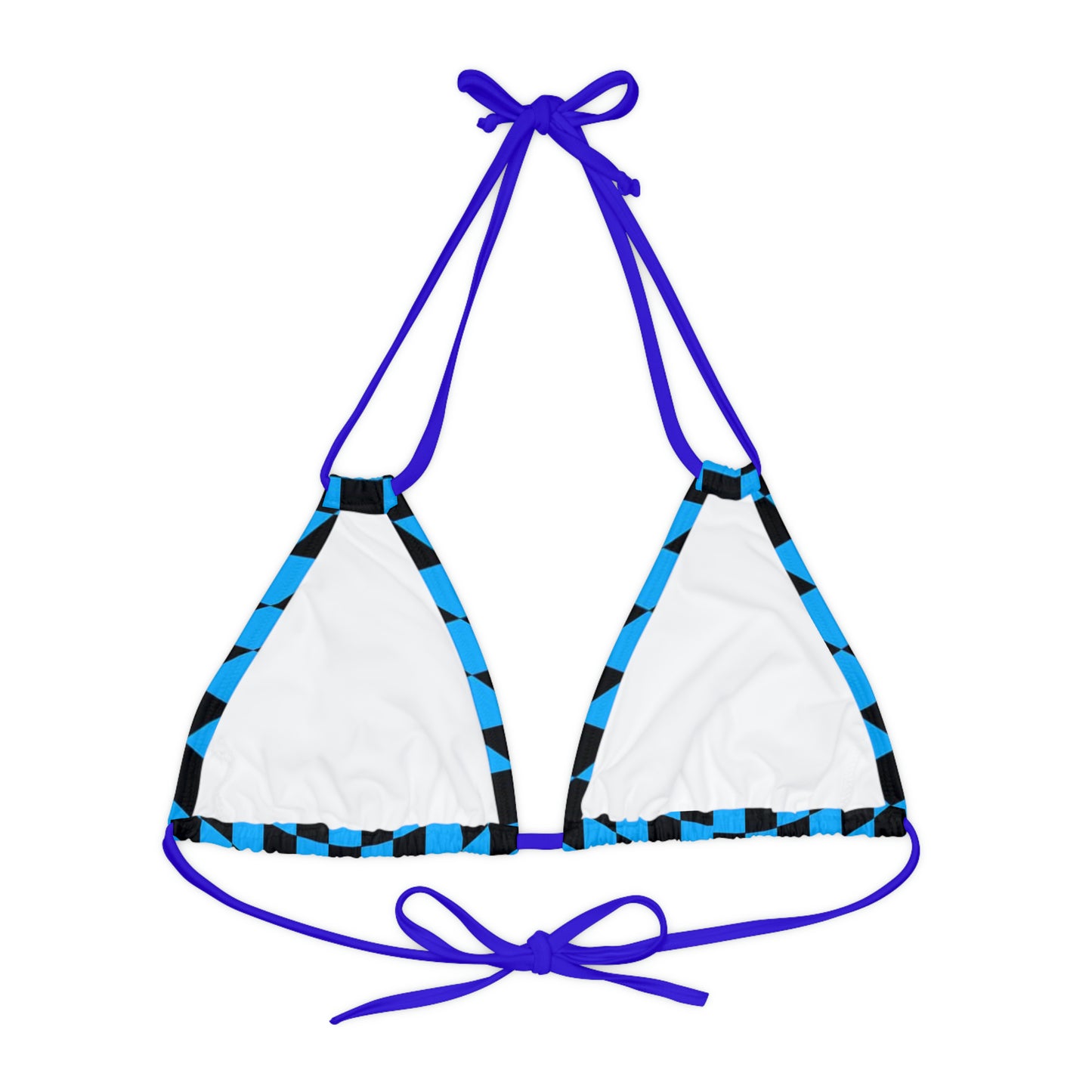 LimitZero Blue Checkered Strappy Triangle Bikini Top