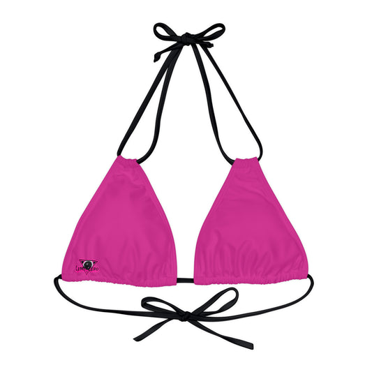 LimitZero Plain Pink Strappy triangle Bikini Top