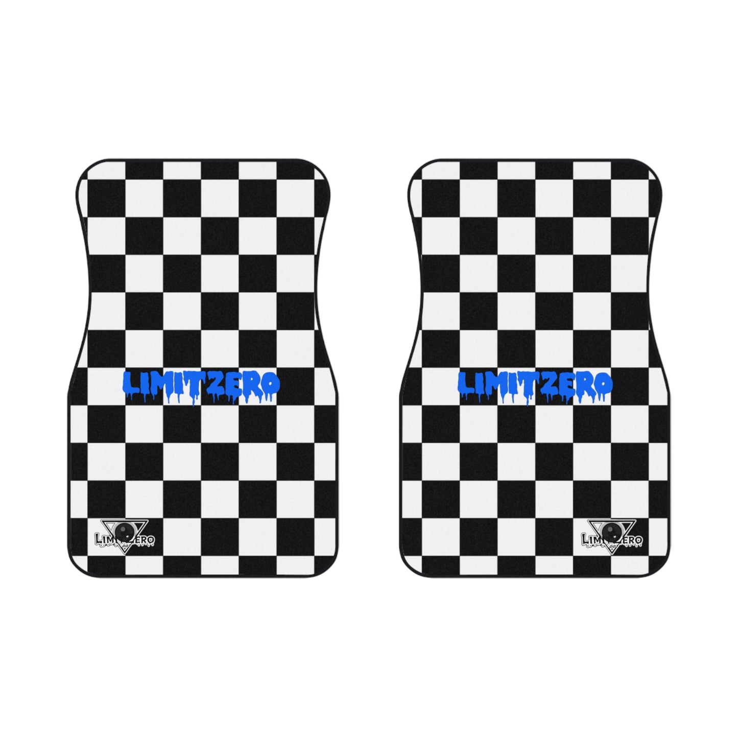 LimitZero White Checkered Car Mats (2x Front)