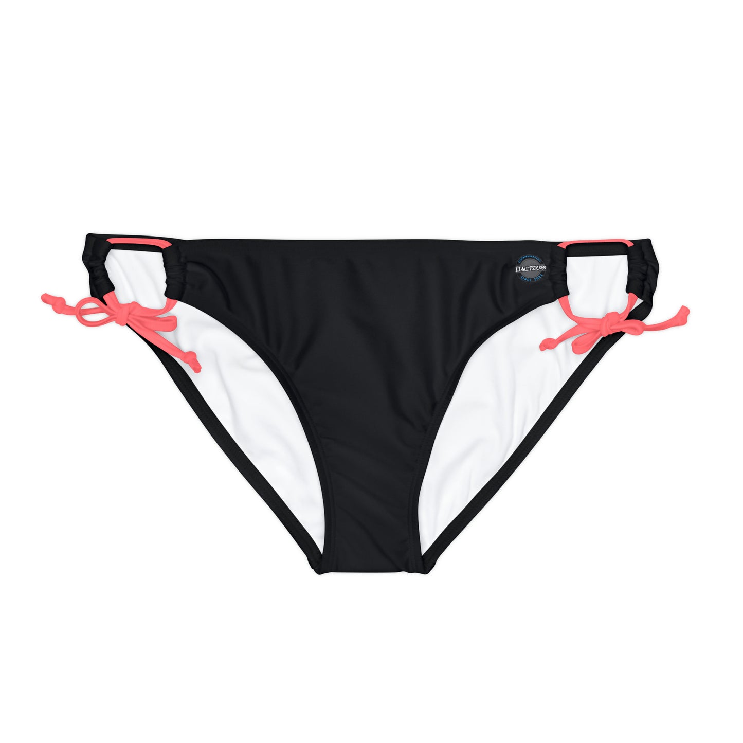 LimitZero Black Plain Loop Tie Side Bikini Bottom (AOP)