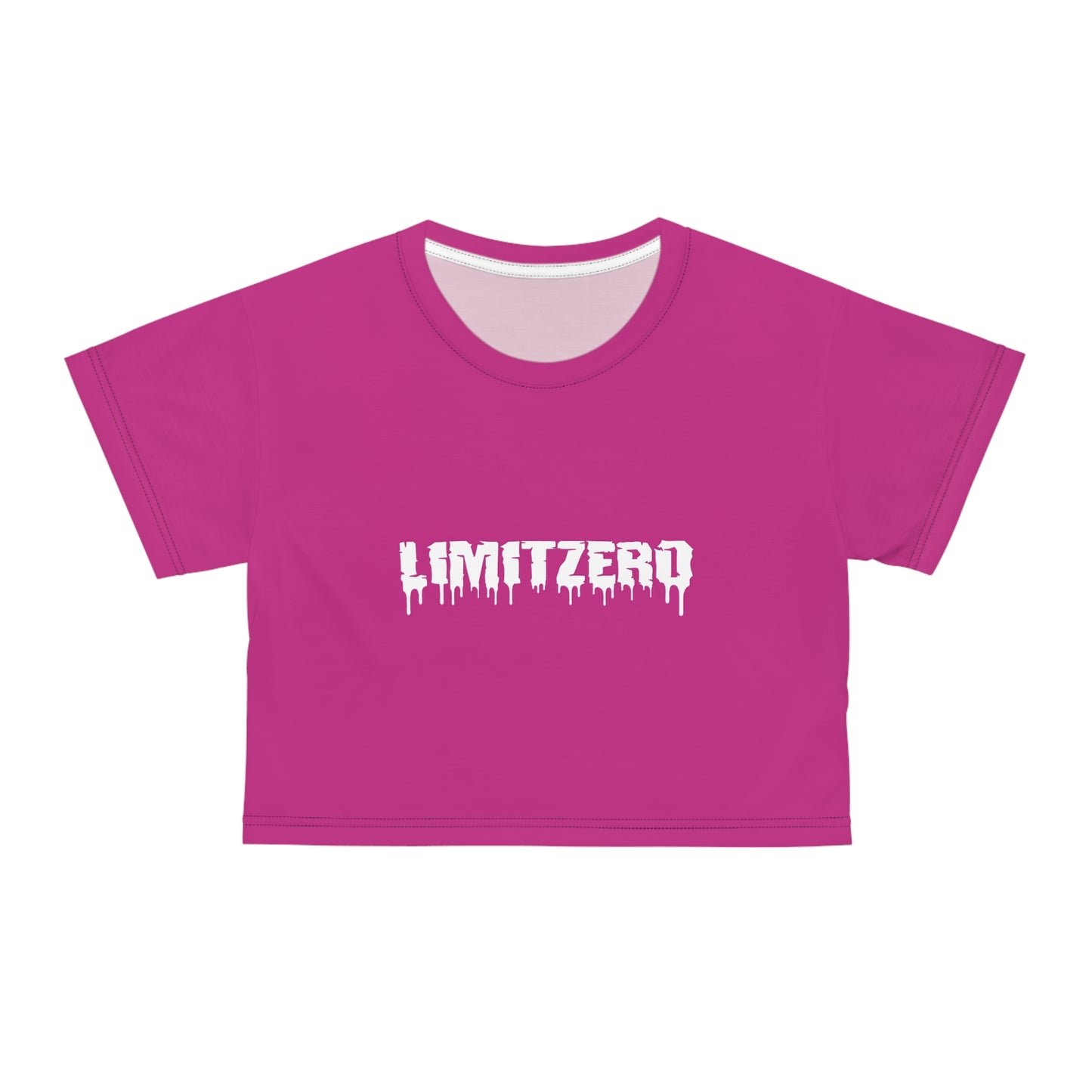 LimitZero Women`s Pink Plain New Era Front Drip Logo Crop Tee (DTG)