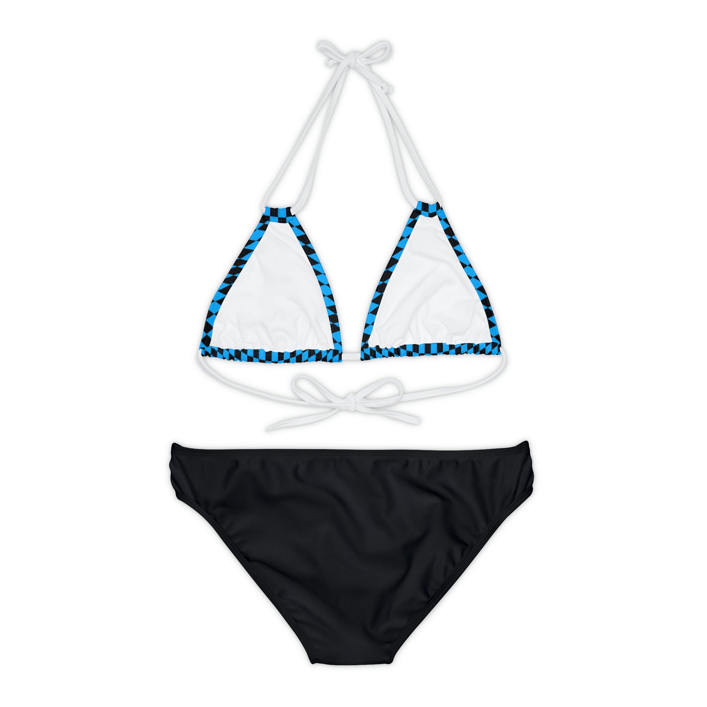 LimitZero Checkered-Top Strap Bikini Set (Plain Bottom)