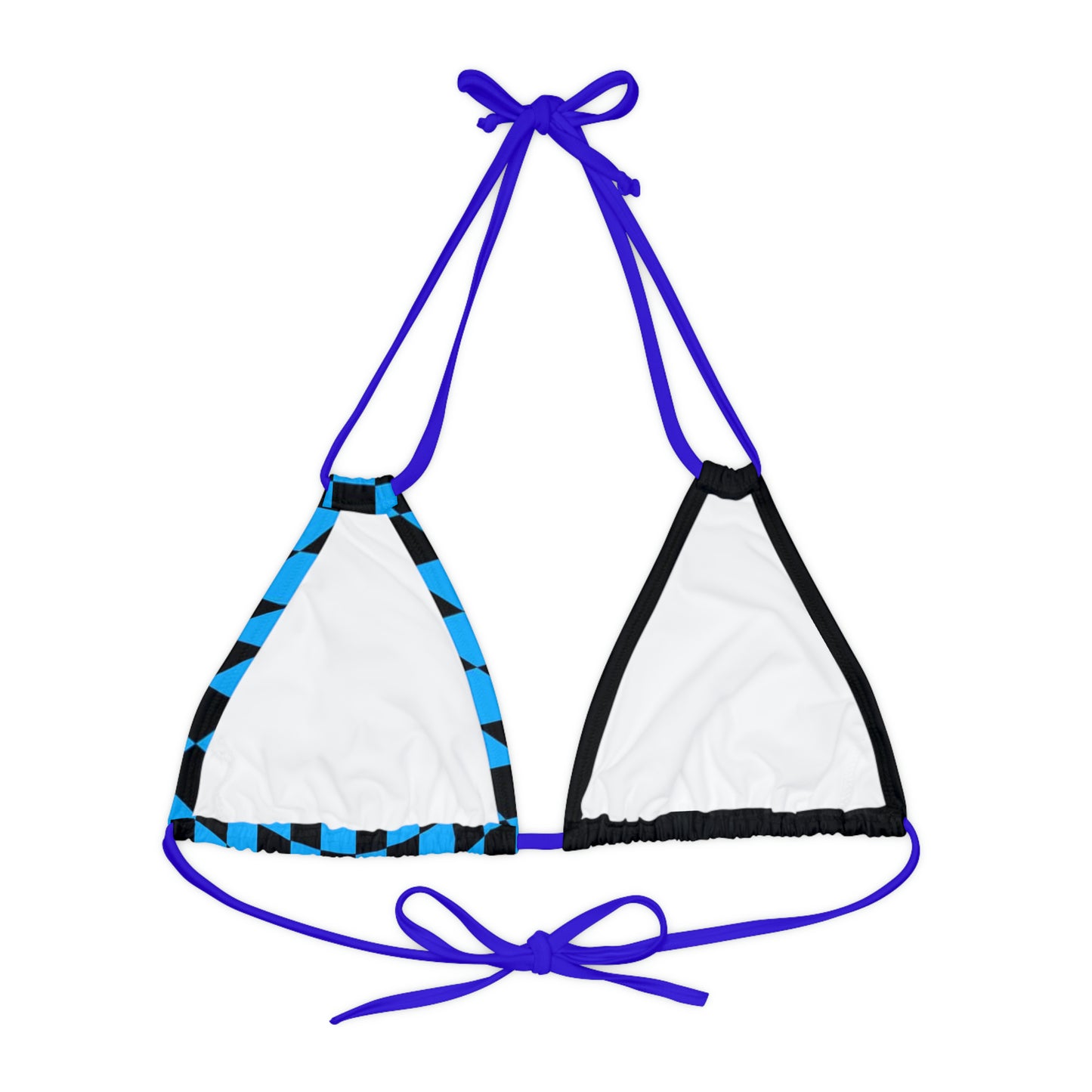 LimitZero Blue Half Checkered Strappy Triangle Bikini Top
