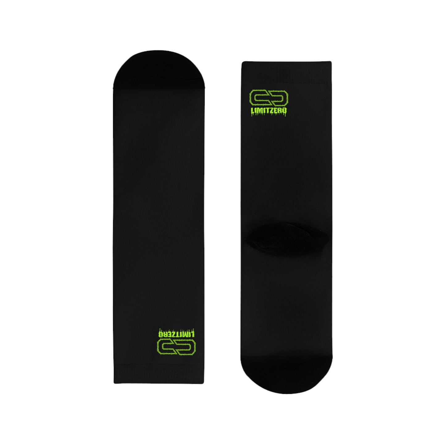 LimitZero Black/LimeGreen Mid Crew Socks