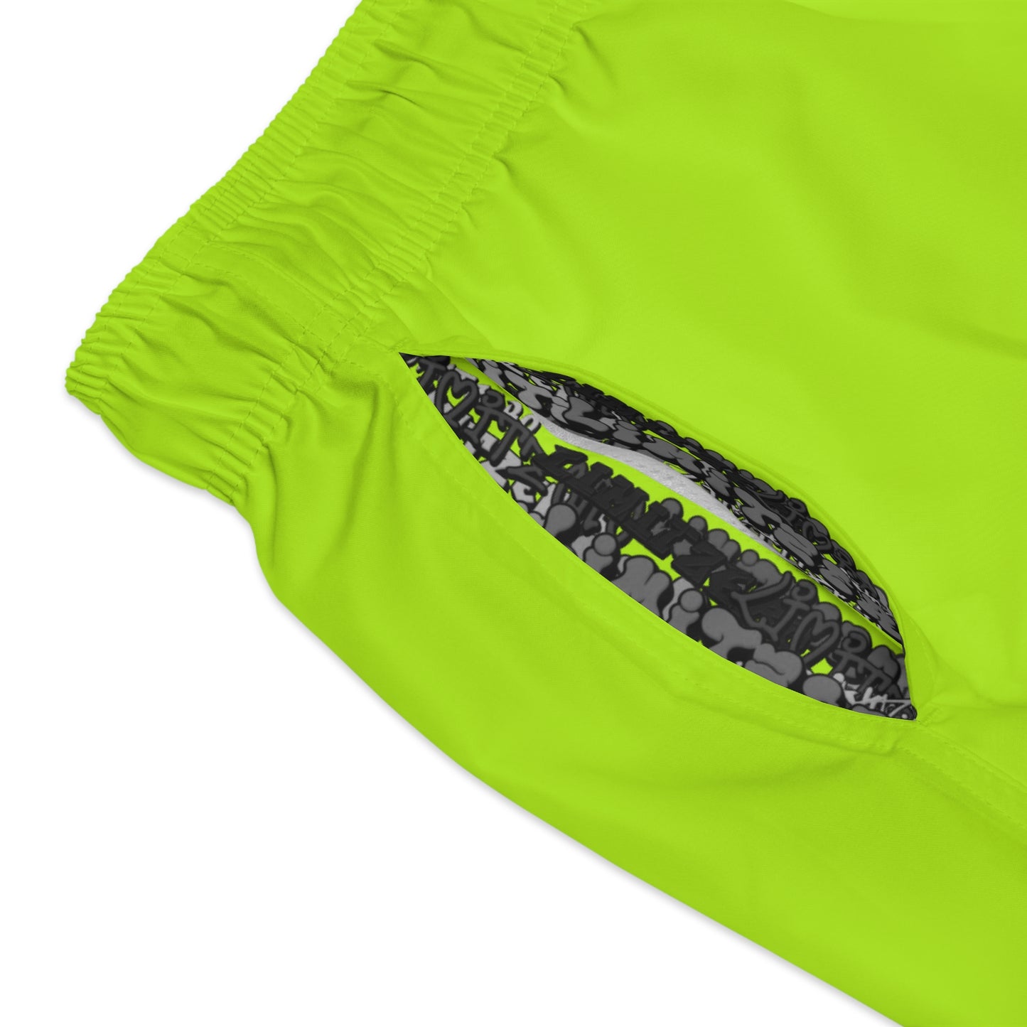 LimitZero Lime Surf Shorts with Grey Graffiti Pockets