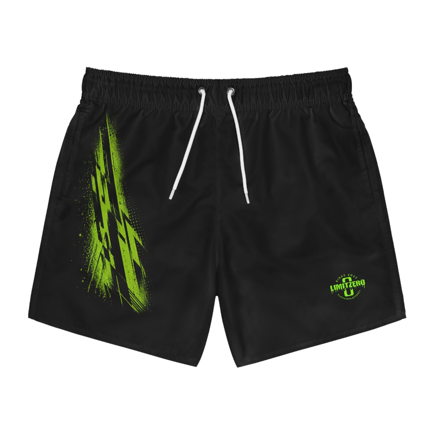 LimitZero Green-Logo RS Surf Shorts with Green Graffiti Pockets