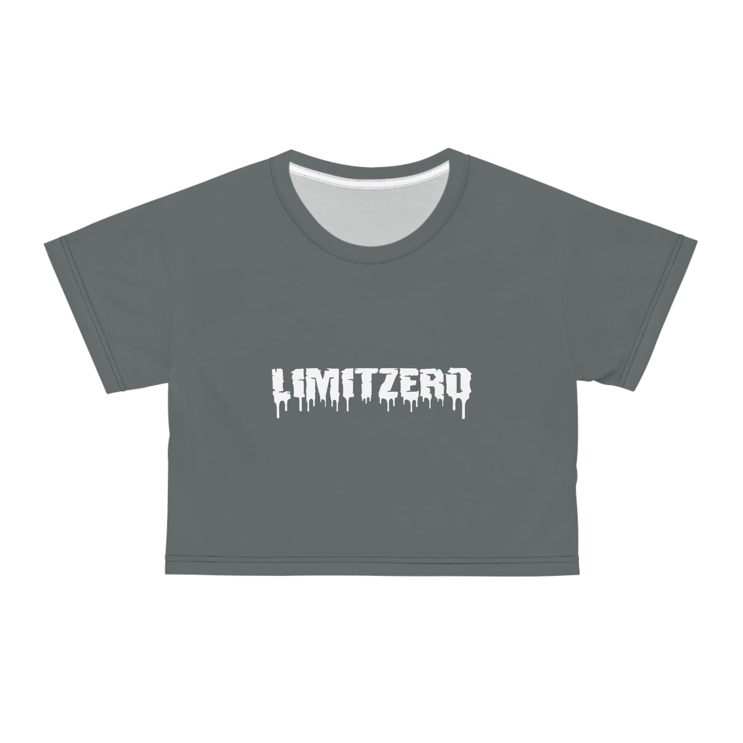 LimitZero Women`s Grey Plain New Era Front Drip Logo Crop Tee (DTG)