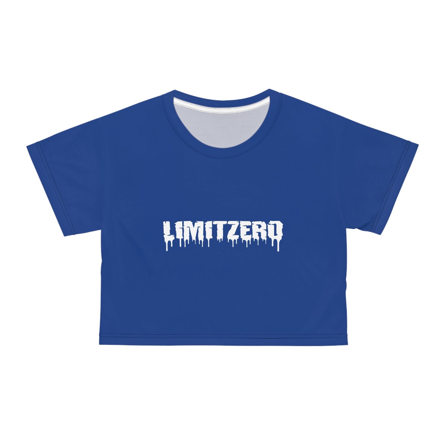 LimitZero Women`s Blue Plain New Era Front Drip Logo Crop Tee (DTG)