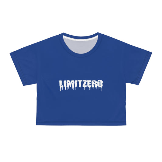 LimitZero Women`s Blue Plain New Era Front Drip Logo Crop Tee (DTG)