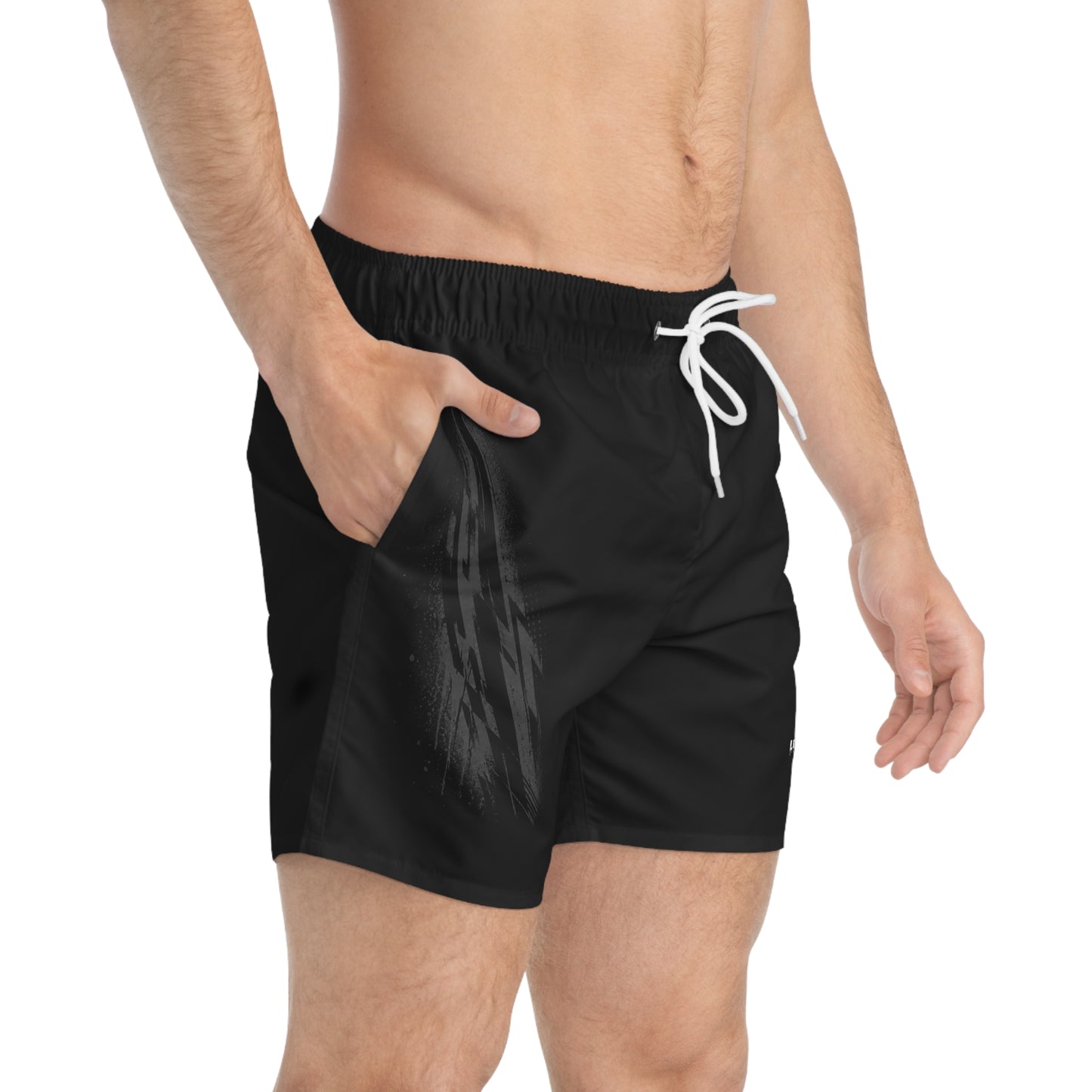 LimitZero White-Logo RS Surf Shorts with Grey Graffiti Pockets