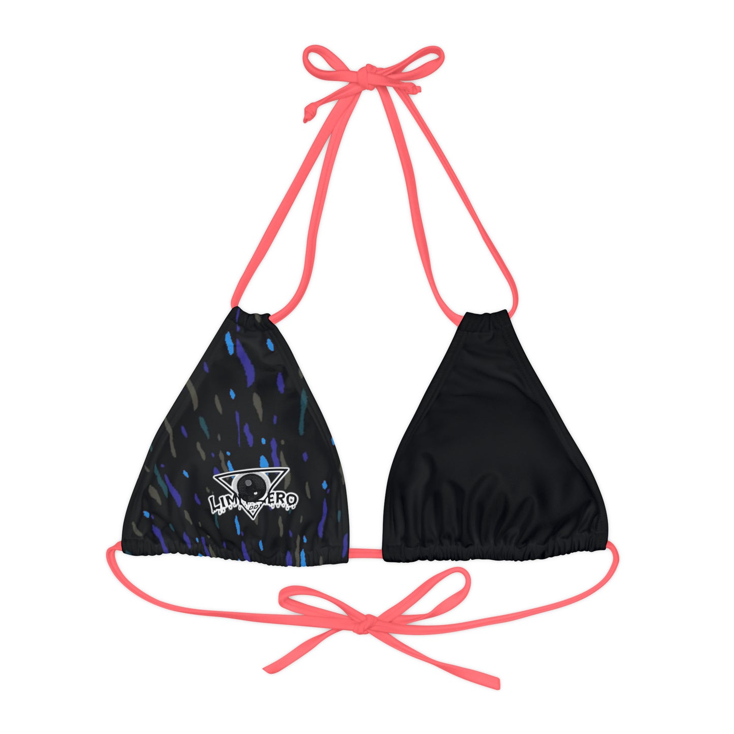 LimitZero Black Half Confetti Strappy Triangle Bikini Top